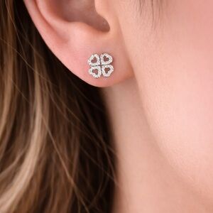 Crystal Clover Stud Earrings | Brand New